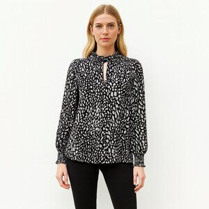 2 for $30 White House Black Market Tunic Top Tie Neck Sheer Long Sleeve L